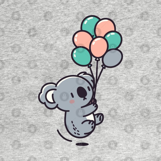 Cute koala bear with balloons, birthday greeting card design, koala lovers by Nora Liak